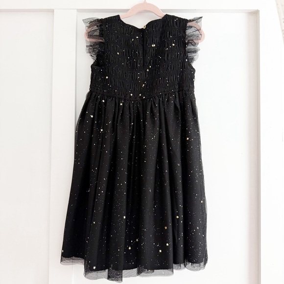 J. Crew Crew Cuts Size 8 Black Star flutter-sleeve dress with metallic foil New! - Picture 5 of 7